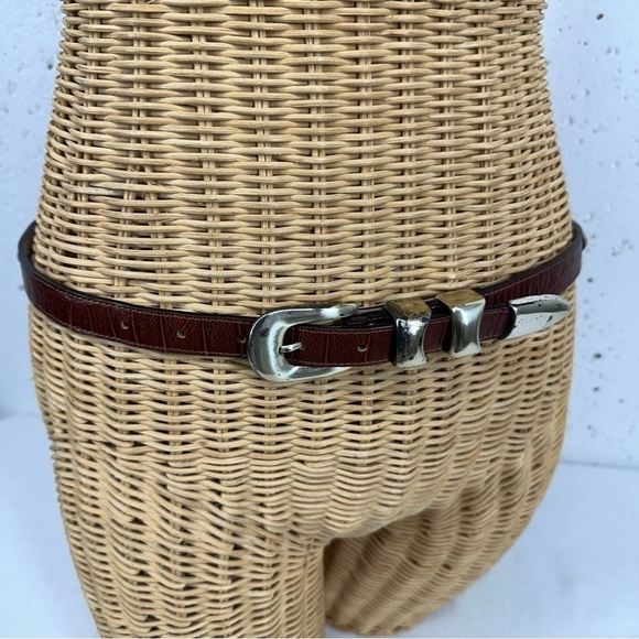 Vintage B.B. Simon Brown Alligator Print Leather Belt size Large - Picture 7 of 15